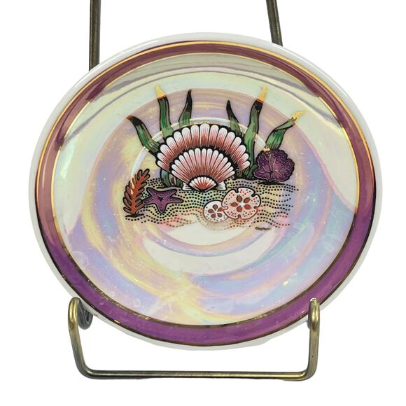 Republica Dominicana TEA CUP & SAUCER SET Demitasse Iridescent Pink Shell Ocean - Picture 5 of 8